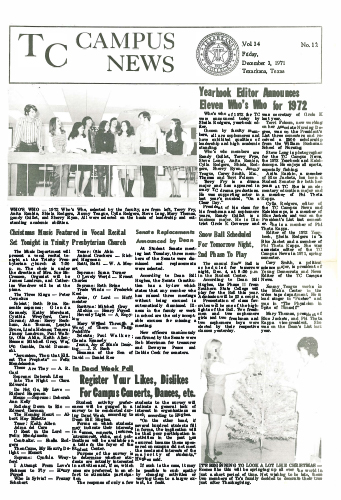 Campus News – Vol 34 No 12 – December 3, 1971