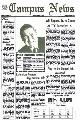 Campus News – Vol 42 No 11 – December 3, 1979